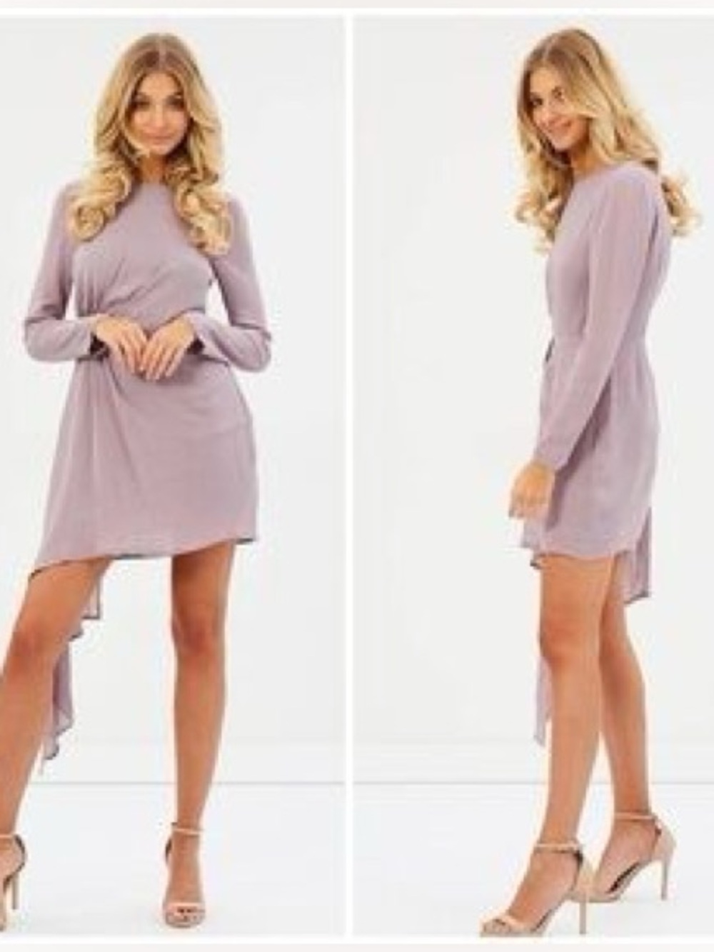 Bardot Stilla Asymmetric Drape Dress in Dove Purple Size 8/Medium NWT